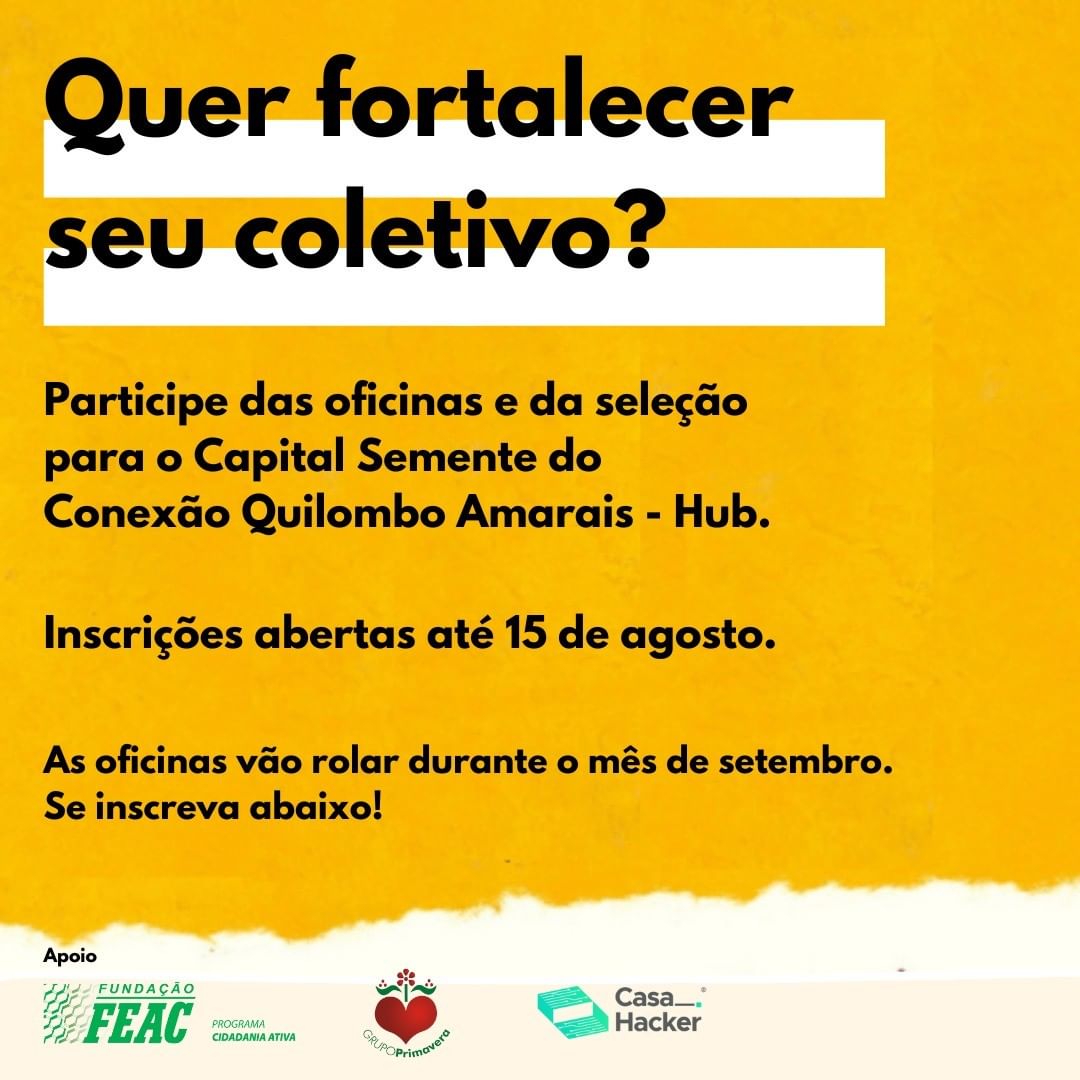Inscrições Conexão Quilombo Amarais - Hub